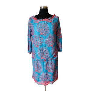 Lilly Pulitzer Blue & Pink Coral Patterned Dress Size 4